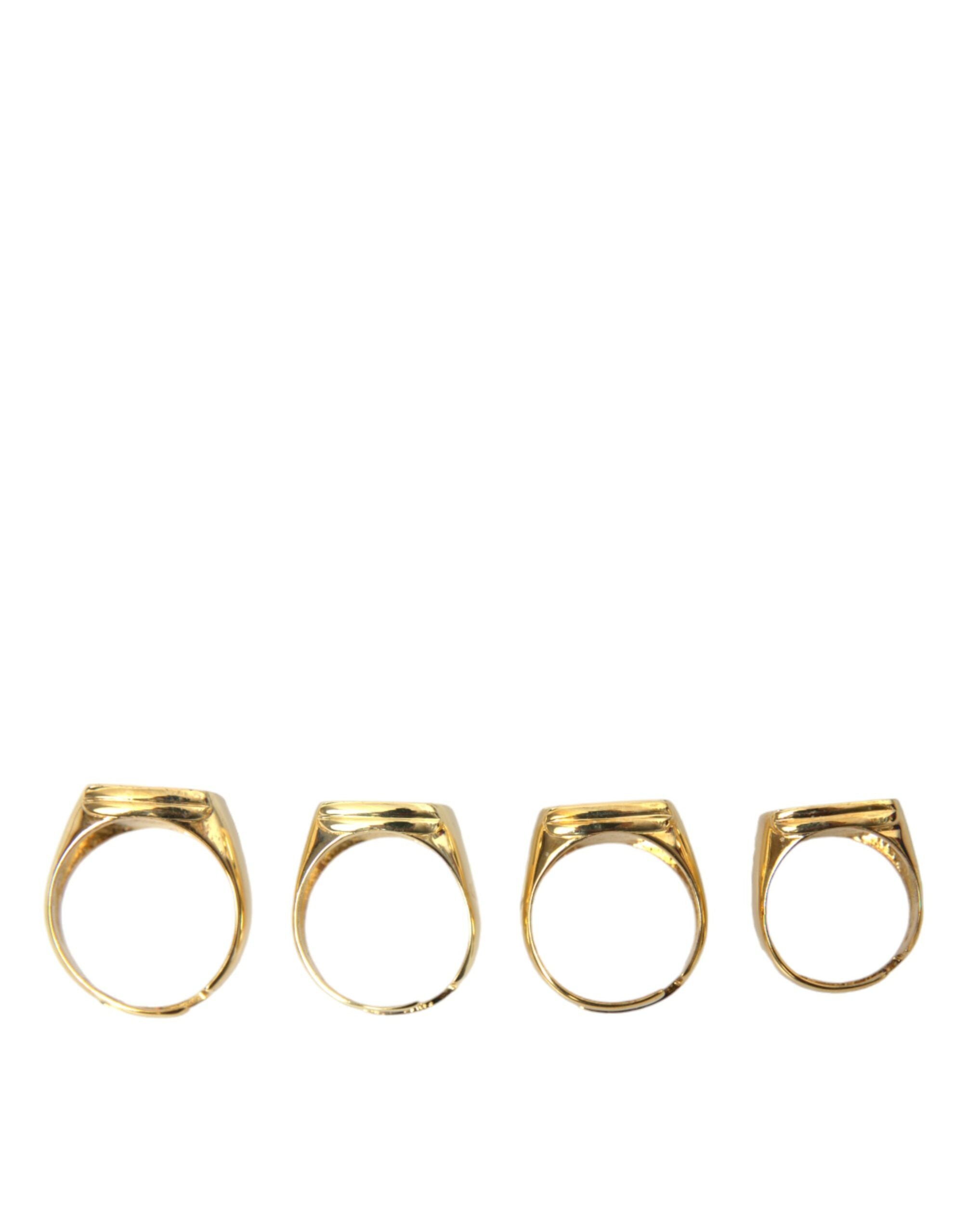 Anillo Dolce & Gabbana de latón dorado KING con esmalte, juego de 4