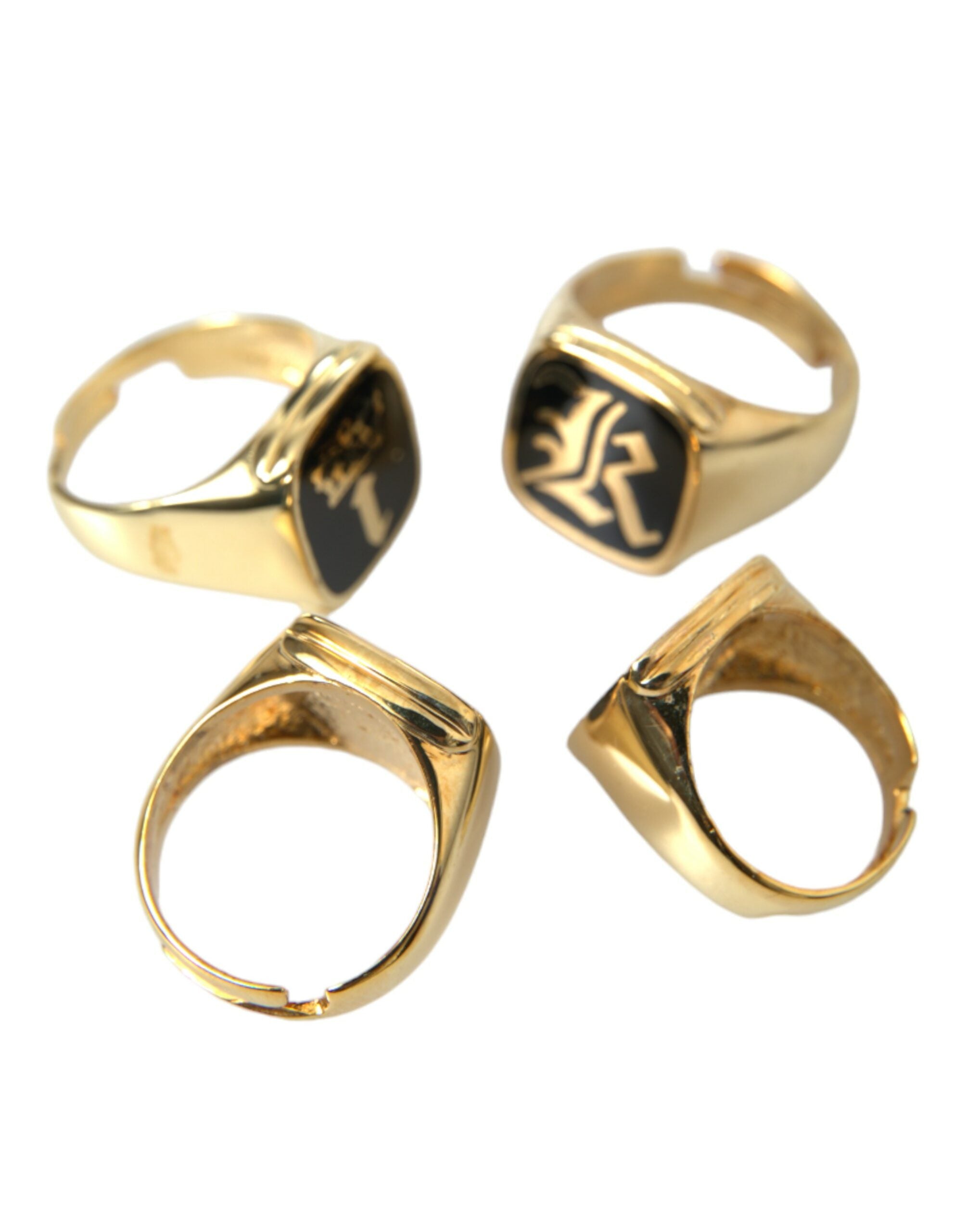Anillo Dolce & Gabbana de latón dorado KING con esmalte, juego de 4