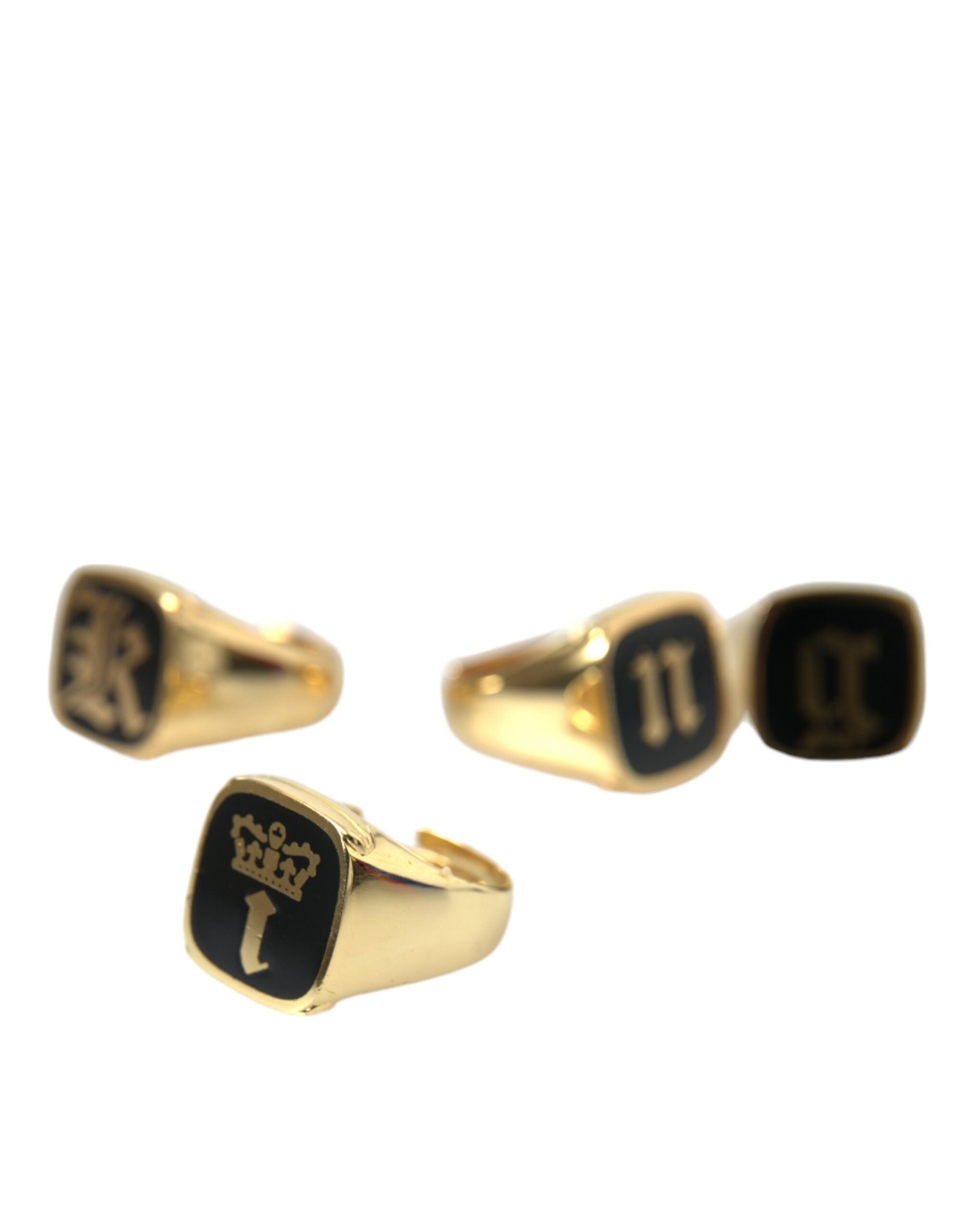 Anillo Dolce & Gabbana de latón dorado KING con esmalte, juego de 4