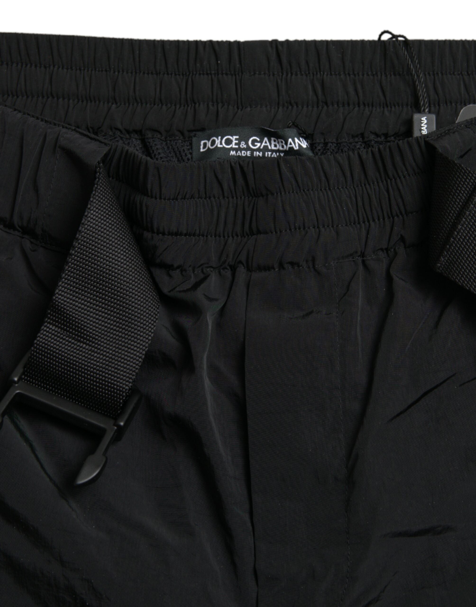 Pantalones jogger Dolce & Gabbana de nailon con estampado de leopardo negro y rojo