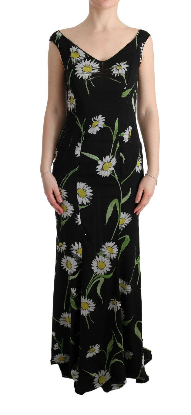 Vestido tubo largo con estampado de girasoles de Dolce & Gabbana