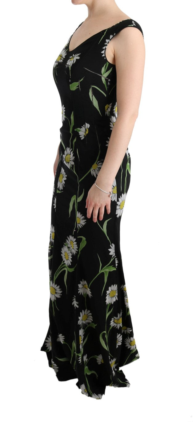 Vestido tubo largo con estampado de girasoles de Dolce & Gabbana