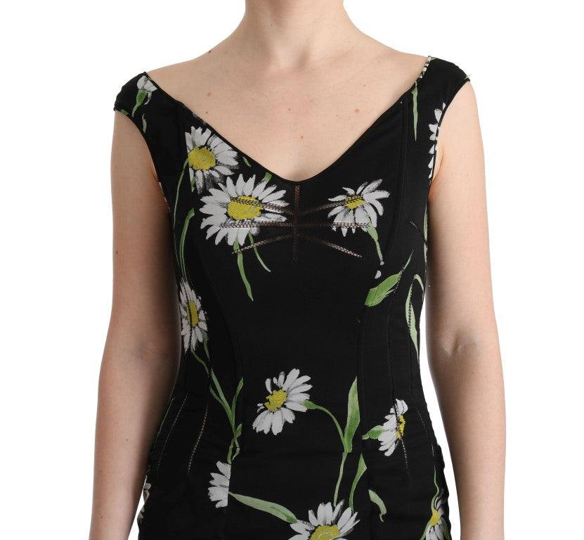 Vestido tubo largo con estampado de girasoles de Dolce & Gabbana