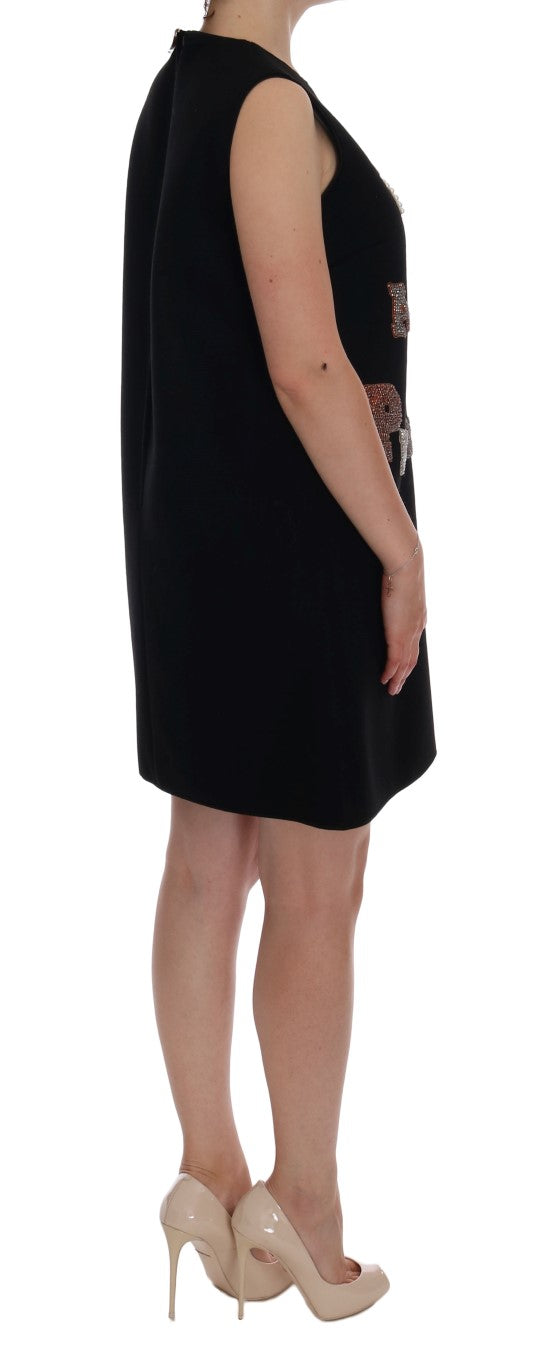 Dolce & Gabbana Black Wool Crystal Princess Dress