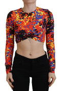 Dsquared² Blusa Crop de Manga Larga con Tirantes Finos y Estampado Multicolor