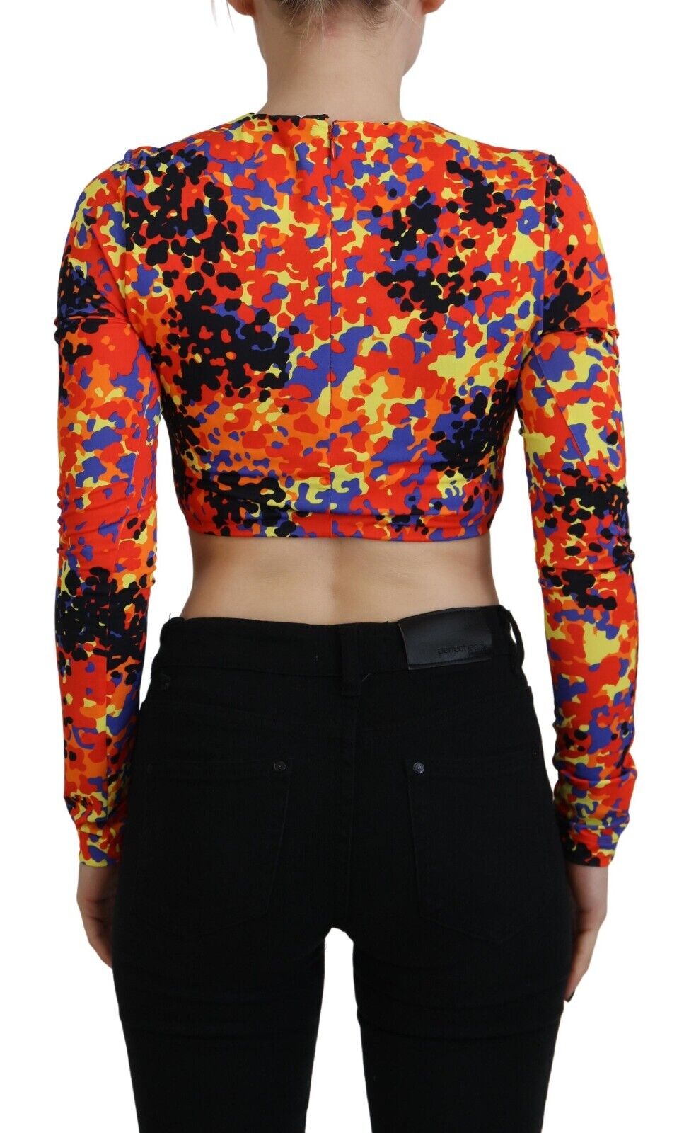 Dsquared² Blusa Crop de Manga Larga con Tirantes Finos y Estampado Multicolor