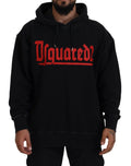 Sudadera Dsquared² Negra de Algodón con Capucha Estampada para Hombre