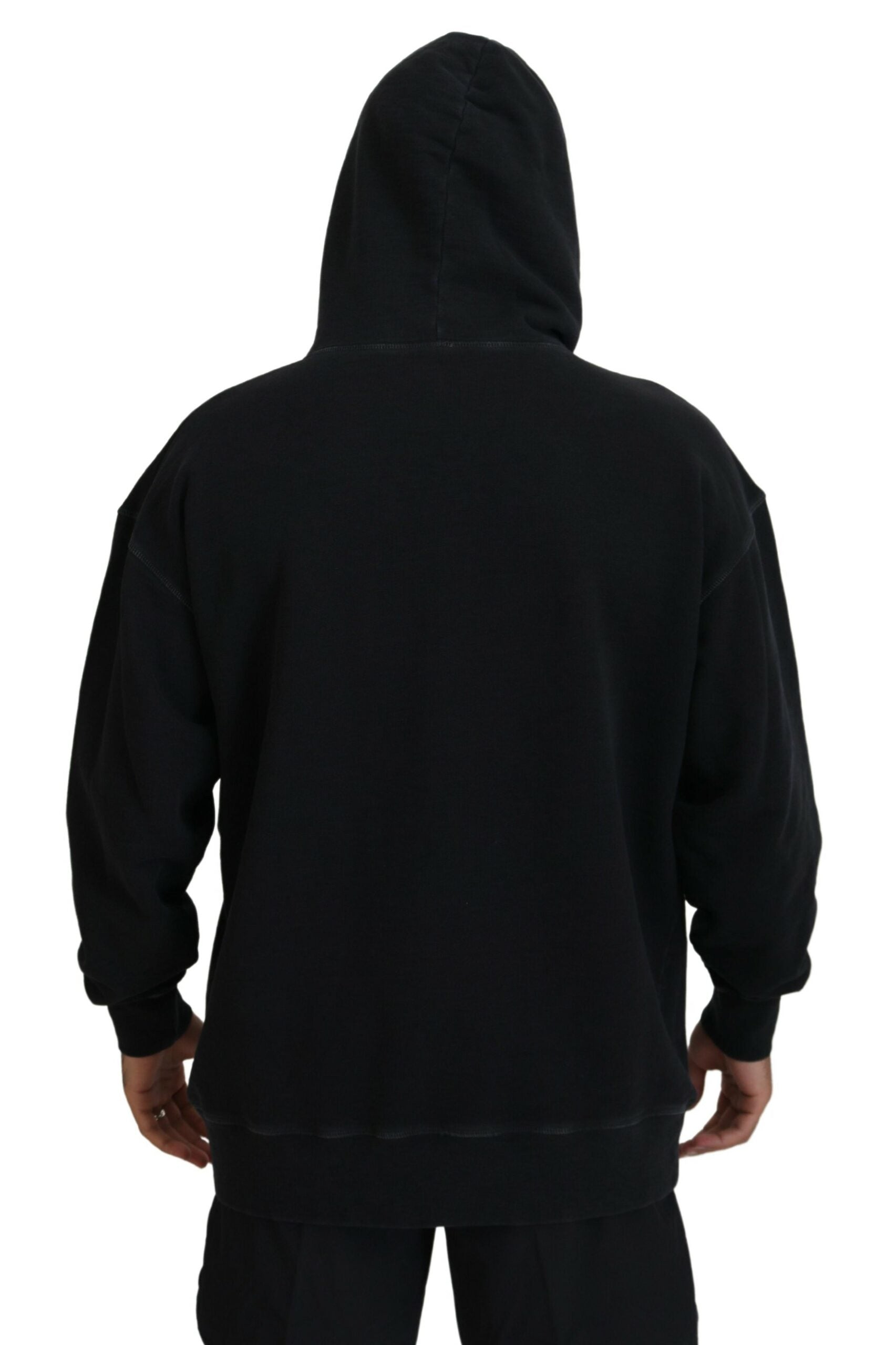 Sudadera Dsquared² Negra de Algodón con Capucha Estampada para Hombre