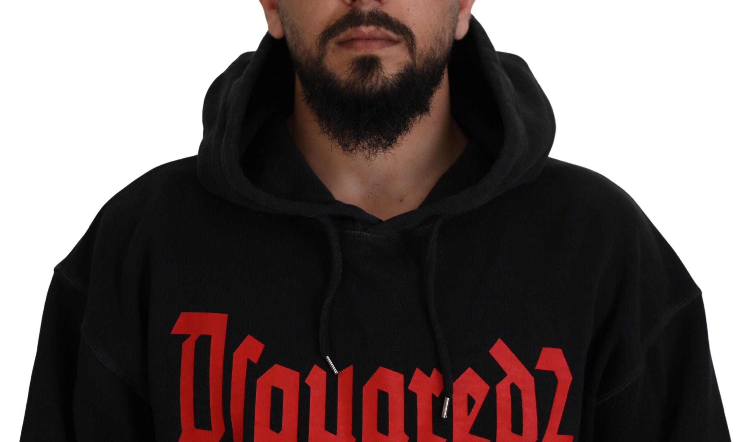 Sudadera Dsquared² Negra de Algodón con Capucha Estampada para Hombre
