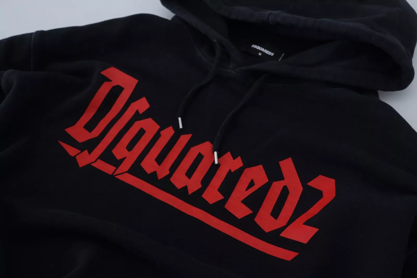 Sudadera Dsquared² Negra de Algodón con Capucha Estampada para Hombre