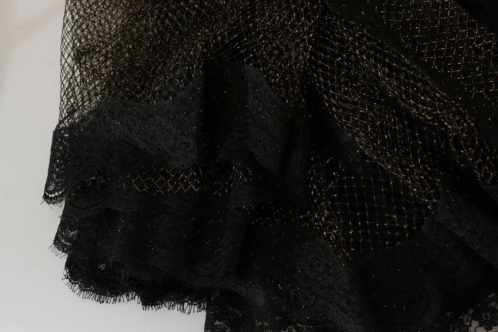Dolce & Gabbana Vestido acampanado negro con corazón de cristal dorado