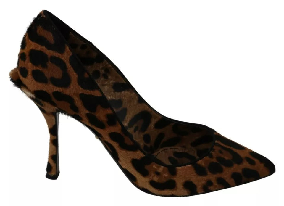 Dolce & Gabbana Zapatos de Tacón de Pelo de Potro Estampado Leopardo Marrón