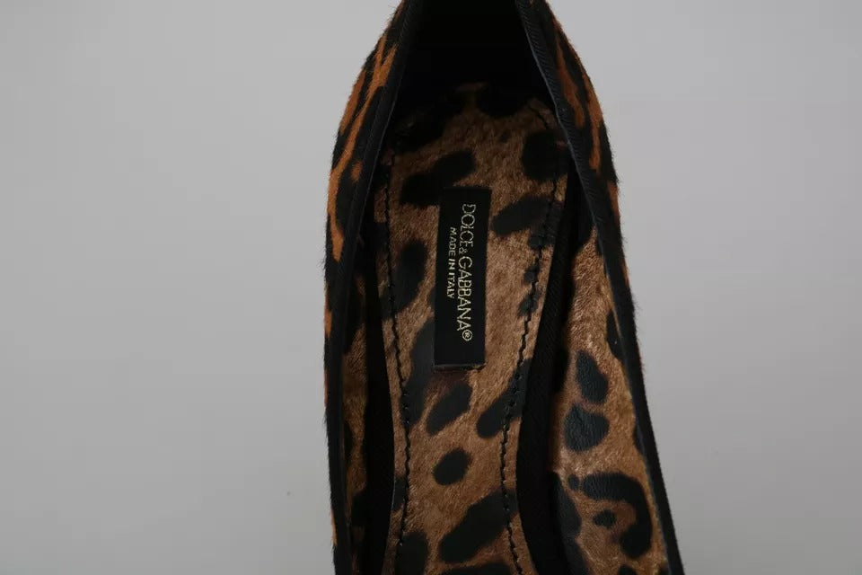 Dolce & Gabbana Zapatos de Tacón de Pelo de Potro Estampado Leopardo Marrón