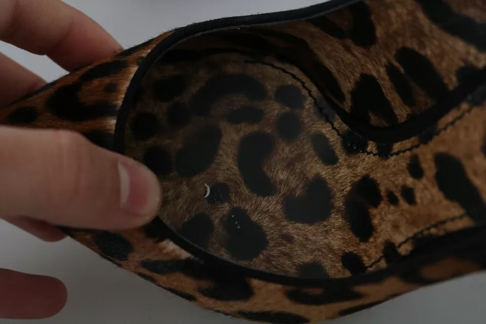 Dolce & Gabbana Zapatos de Tacón de Pelo de Potro Estampado Leopardo Marrón