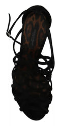 Dolce & Gabbana Black Suede Ankle Strap Stiletto Shoes