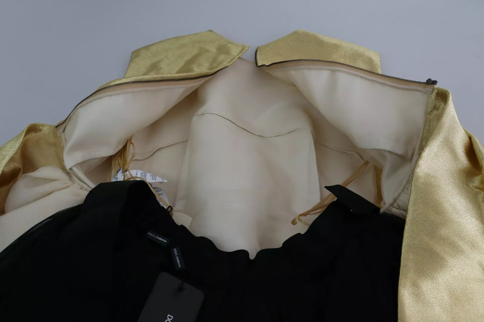 Dolce & Gabbana Vestido de tul con tirantes, línea A, poliéster, dorado (copia)