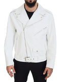Chaqueta biker de cuero blanco con cremallera Dolce & Gabbana