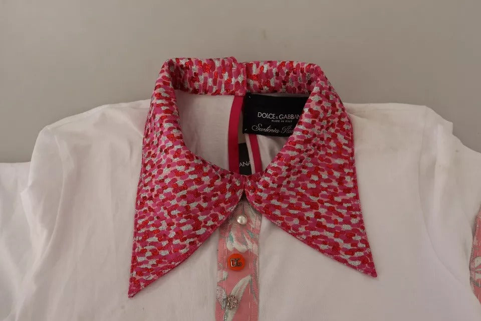 Top Dolce & Gabbana Sartoria Blanco Camisa Botones Cuello Ancho