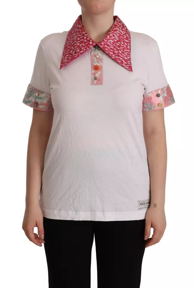 Top Dolce & Gabbana Sartoria Blanco Camisa Botones Cuello Ancho