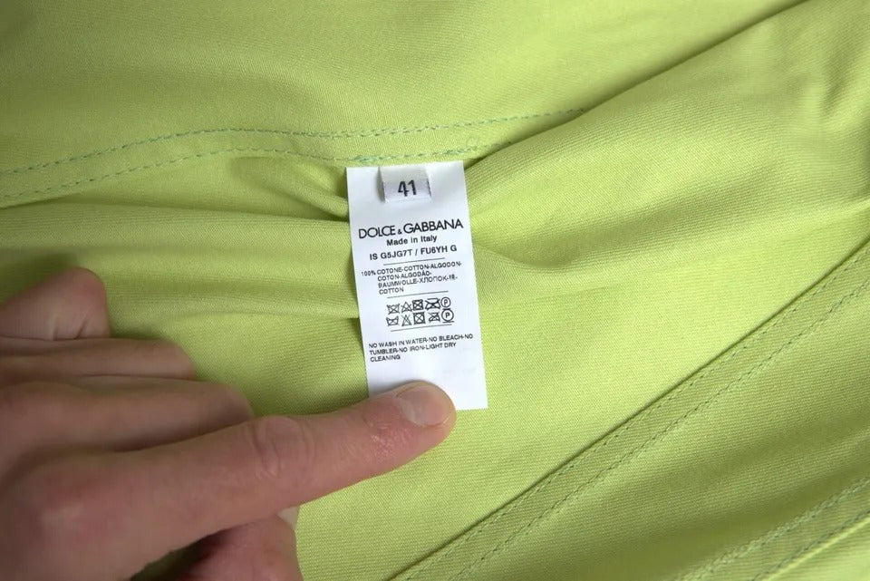 Camisa Informal Dolce & Gabbana Verde de Algodón con Cuello y Botones