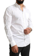 Dolce & Gabbana Camisa de vestir esmoquin formal de algodón blanca GOLD
