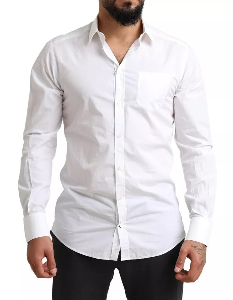 Dolce & Gabbana Camisa de vestir esmoquin formal de algodón blanca GOLD