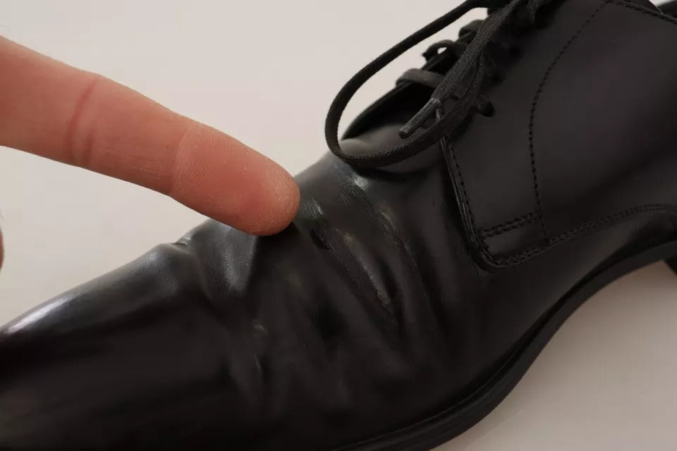 Zapatos de vestir formales derby de cuero negro Dolce & Gabbana