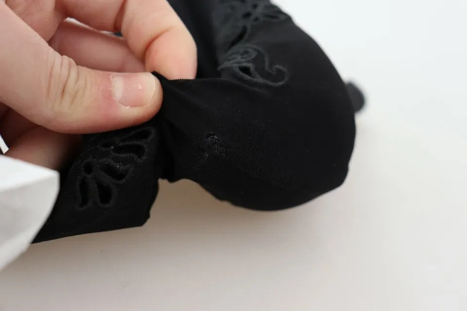Zapatos Botas De Encaje Floral Elásticos Negros De Dolce & Gabbana
