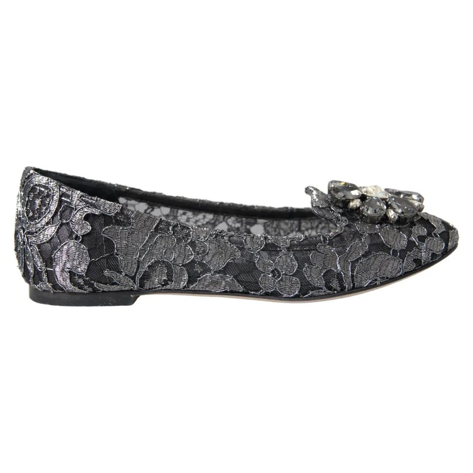 Zapatos de salón Dolce & Gabbana grises y negros con encaje y cristales