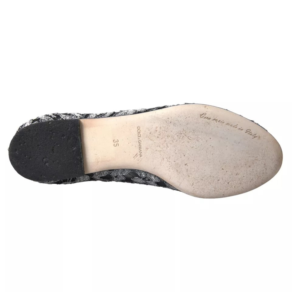 Zapatos de salón Dolce & Gabbana grises y negros con encaje y cristales