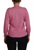 Dolce & Gabbana Pink 100% Silk Button Down Cardigan Sweater