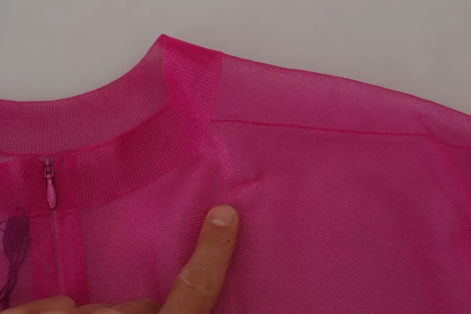 Suéter Dolce & Gabbana de poliéster fucsia con cuello redondo