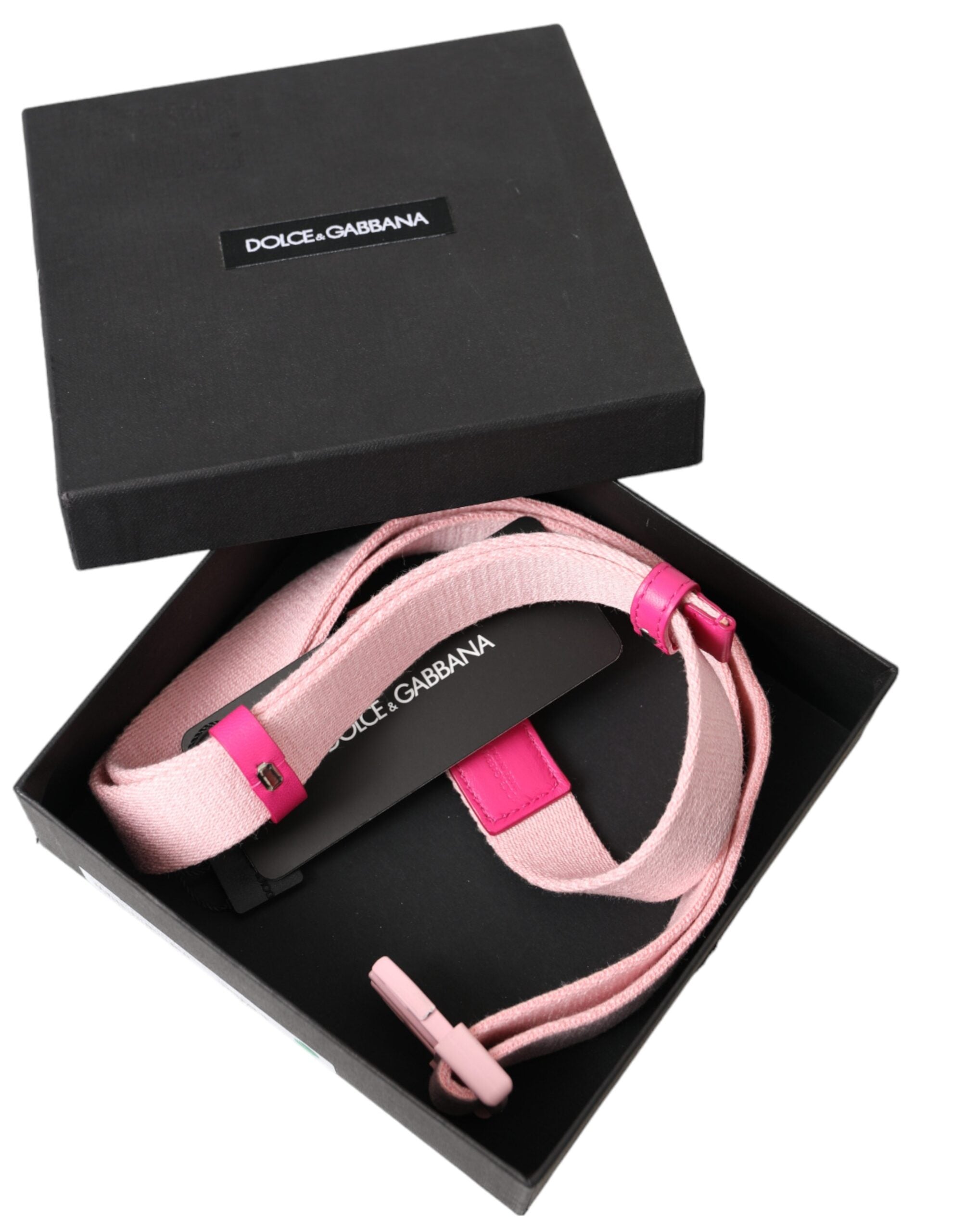 Cinturón de lona elástica rosa con hebilla de plástico Dolce & Gabbana para mujer