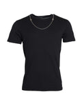 Camiseta de manga corta de algodón negro con cadena plateada de Dolce & Gabbana