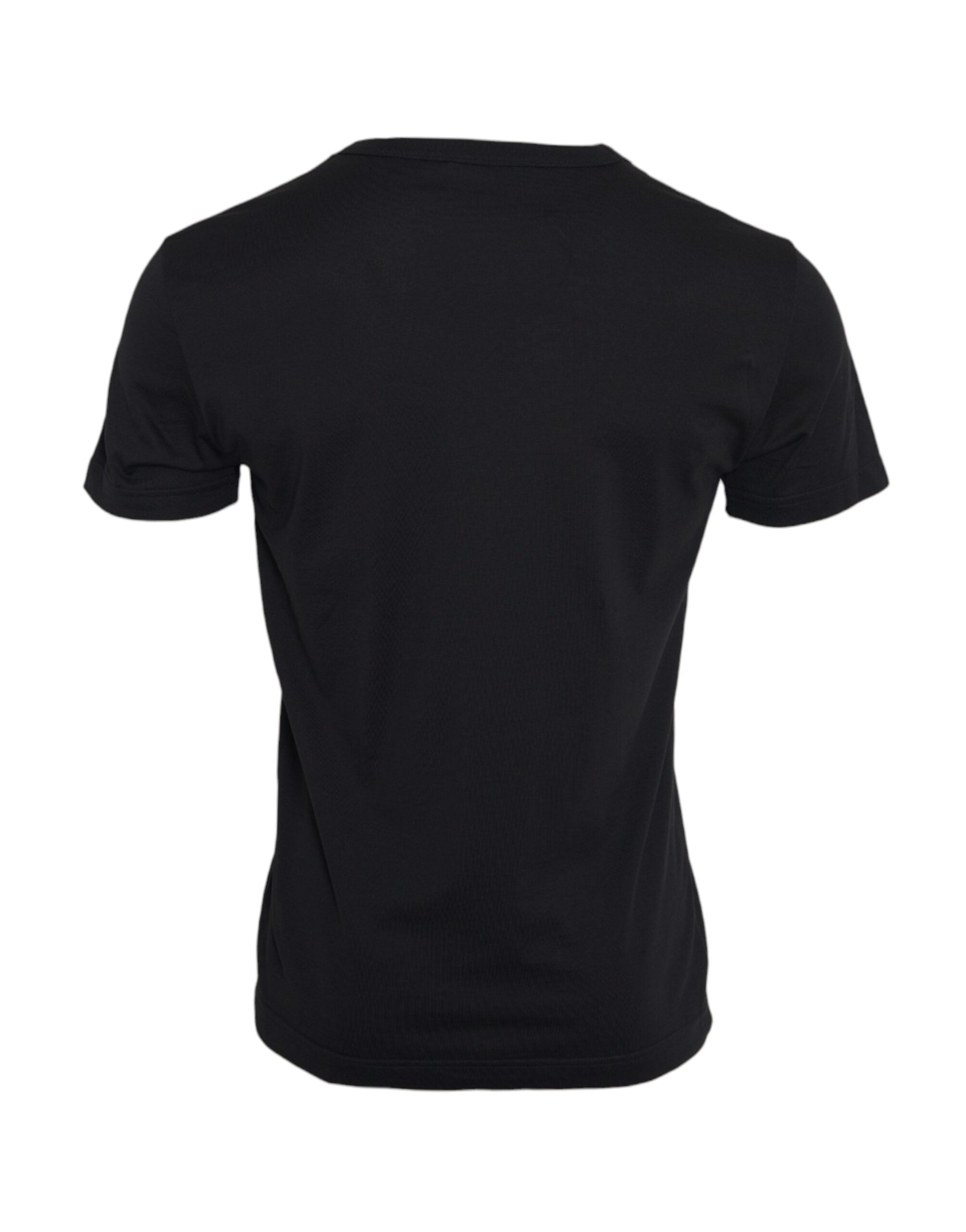 Camiseta de manga corta de algodón negro con cadena plateada de Dolce & Gabbana