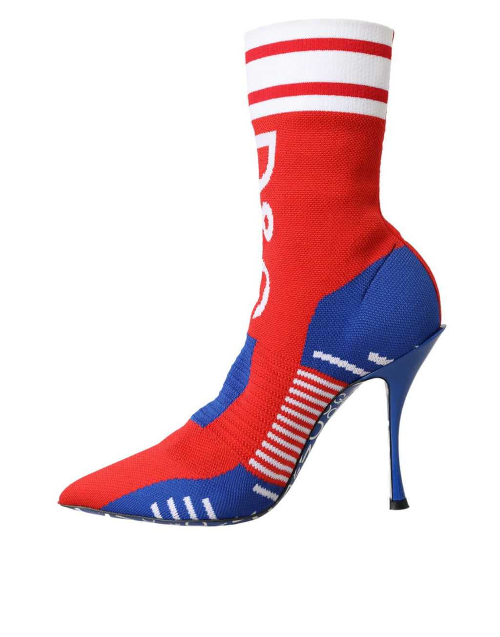 Botines Dolce & Gabbana Rojos y Azules Elásticos Estilo Calcetín Zapatos con Logo