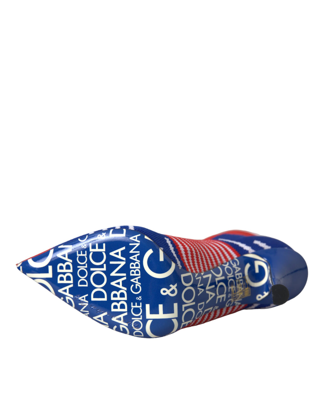 Botines Dolce & Gabbana Rojos y Azules Elásticos Estilo Calcetín Zapatos con Logo
