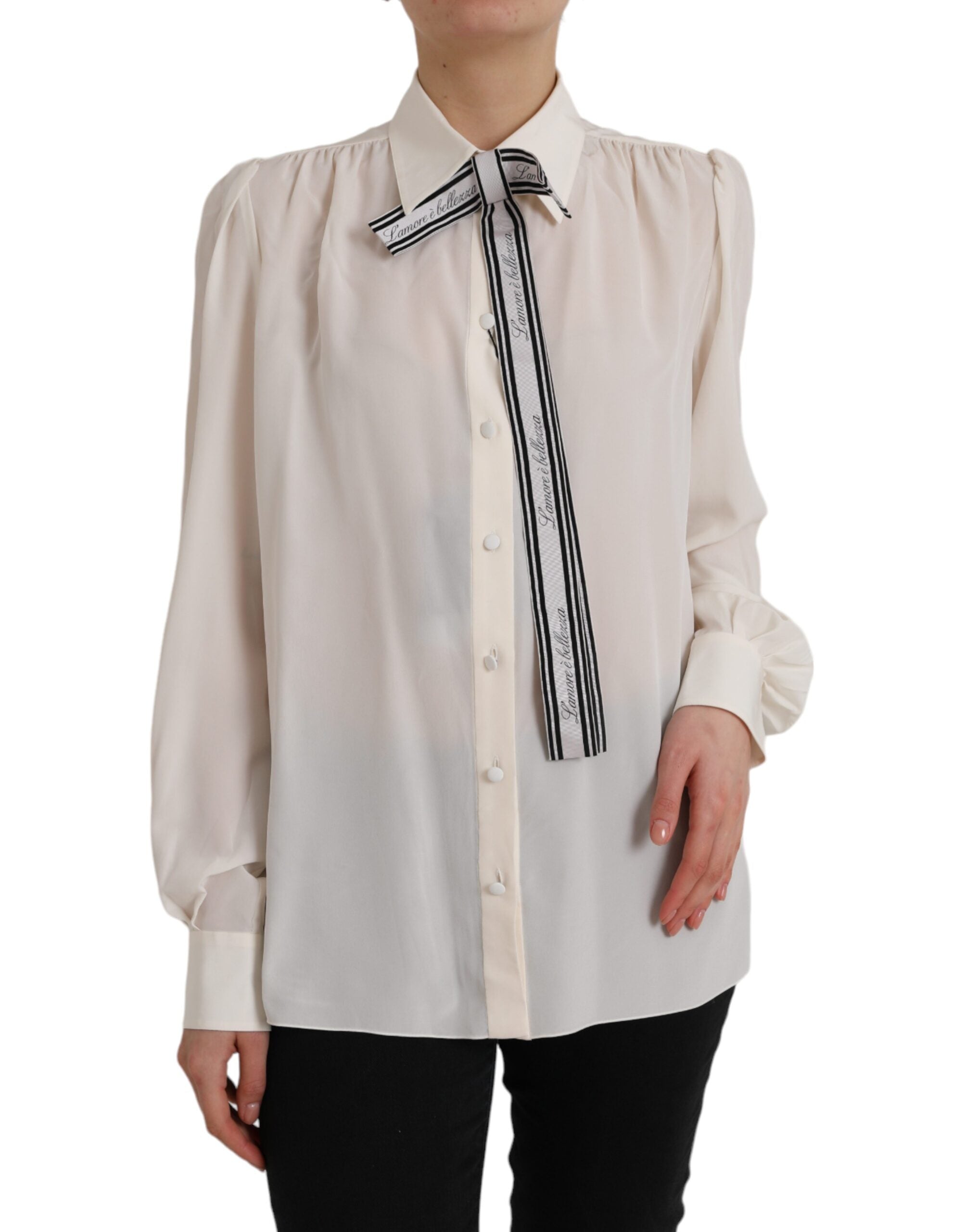Blusa de manga larga con botones Dolce & Gabbana Off White