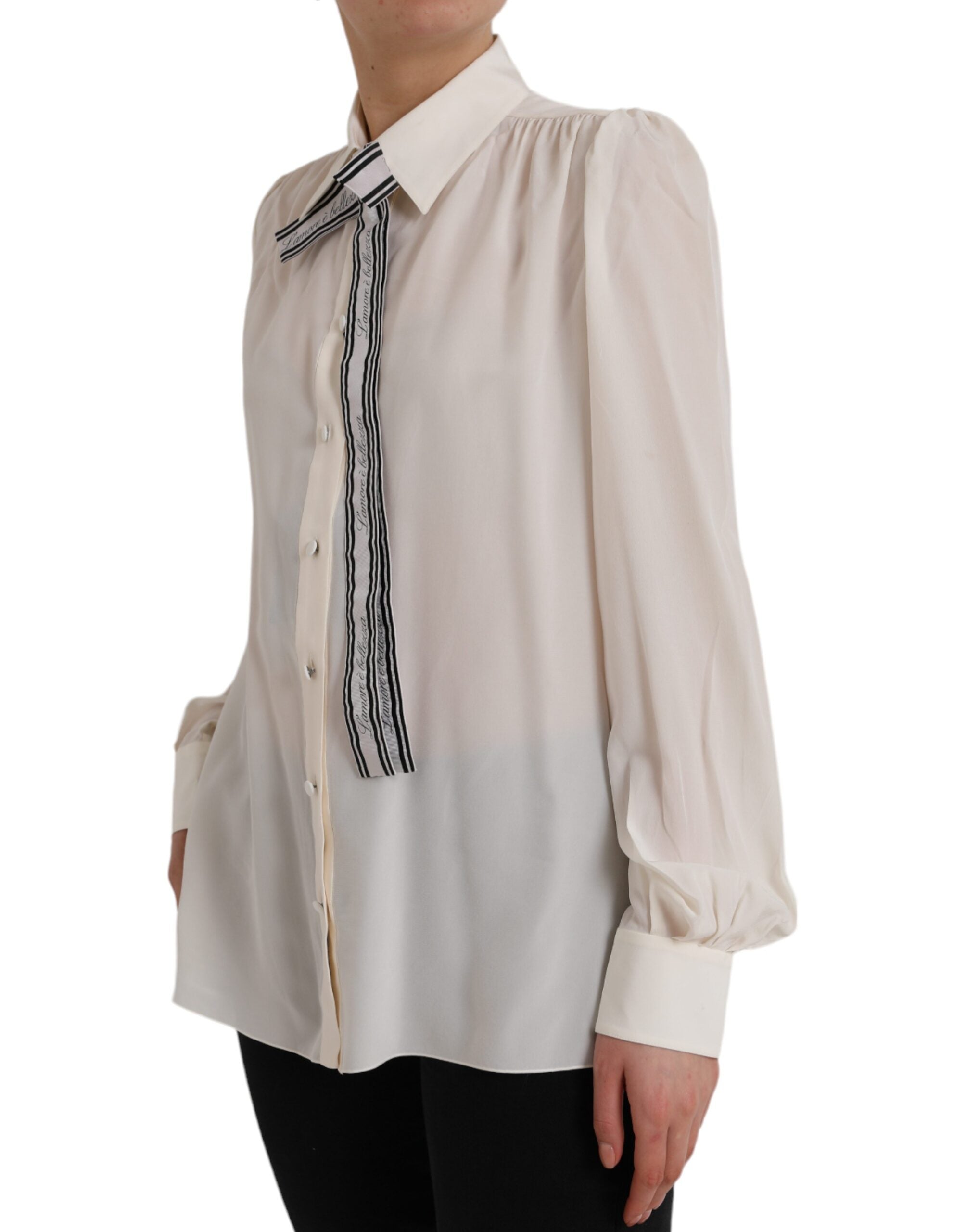 Blusa de manga larga con botones Dolce & Gabbana Off White