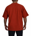 Camiseta de algodón con cuello redondo y logo rojo bordado de Dolce & Gabbana