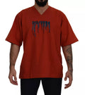 Dolce & Gabbana Red Logo Embroidery Crewneck Cotton T-shirt