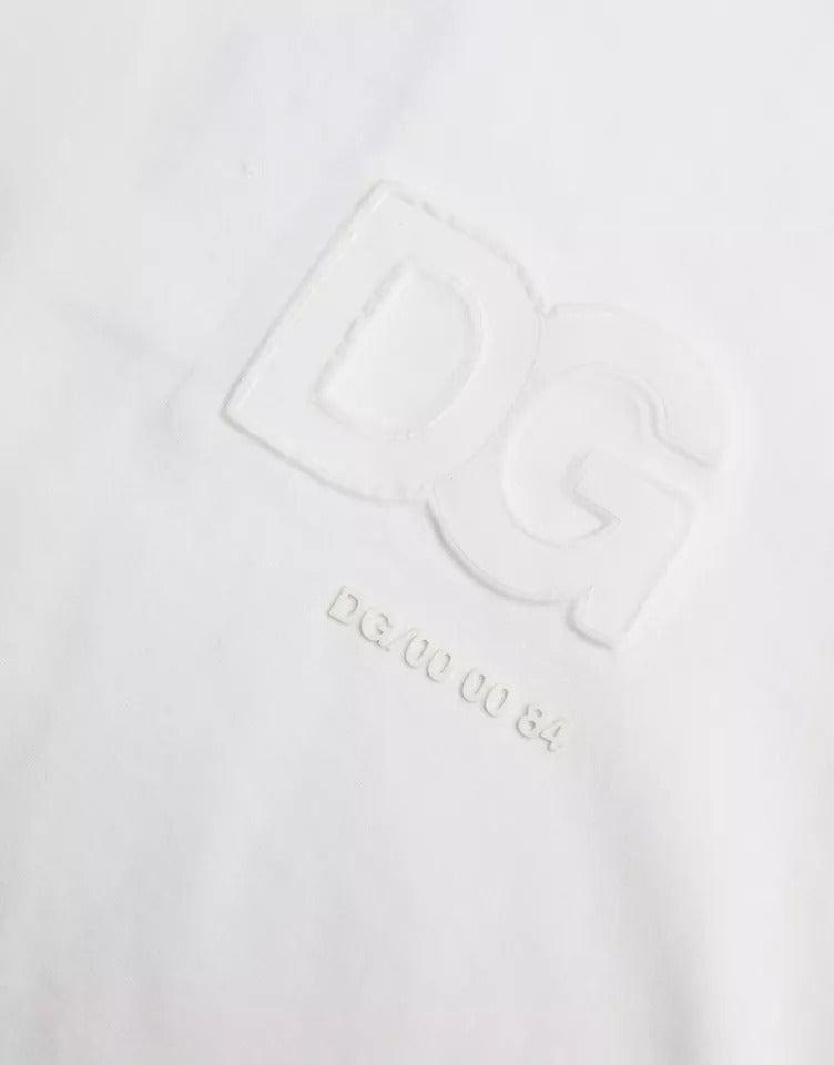 Camiseta Dolce & Gabbana de Algodón Blanca con Logo Repujado y Cuello Redondo