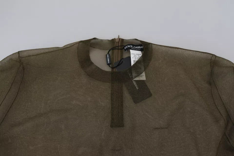 Top de manga larga transparente negro con cuello redondo Dolce & Gabbana