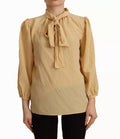 Camisa Blusa de Seda con Cuello Ascot Mostaza Dolce & Gabbana