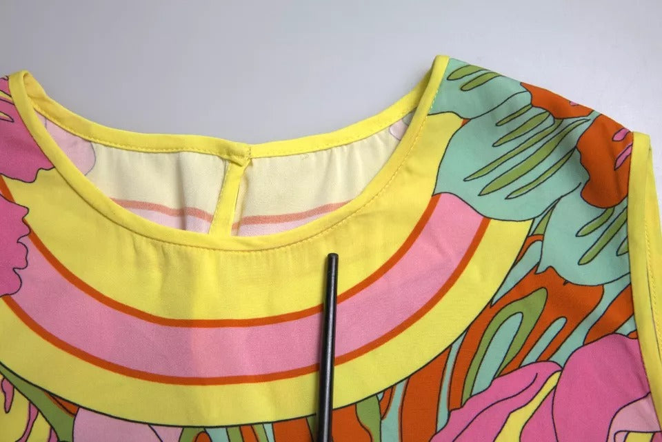 Top sin mangas de seda floral multicolor Dolce & Gabbana