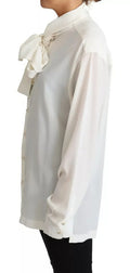 Camisa blanca Dolce & Gabbana con cuello ascot y blusa de seda