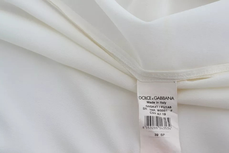 Camisa blanca Dolce & Gabbana con cuello ascot y blusa de seda