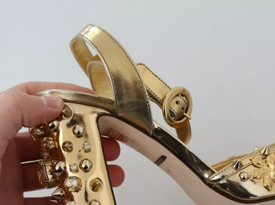 Zapatos Sandalias Dolce & Gabbana Vally con Tachuelas Doradas y Talón Abierto