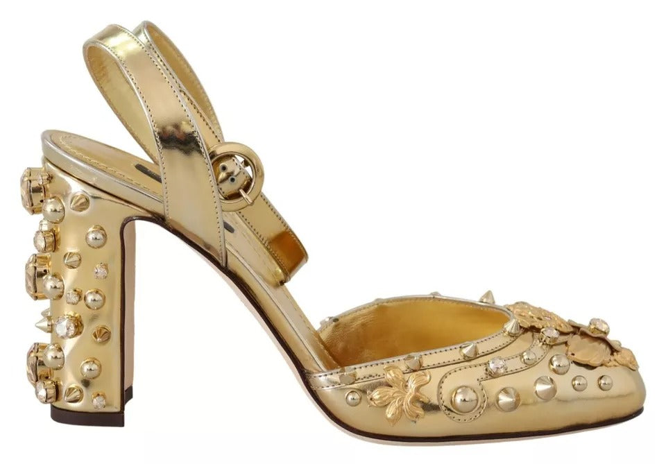 Zapatos Sandalias Dolce & Gabbana Vally con Tachuelas Doradas y Talón Abierto