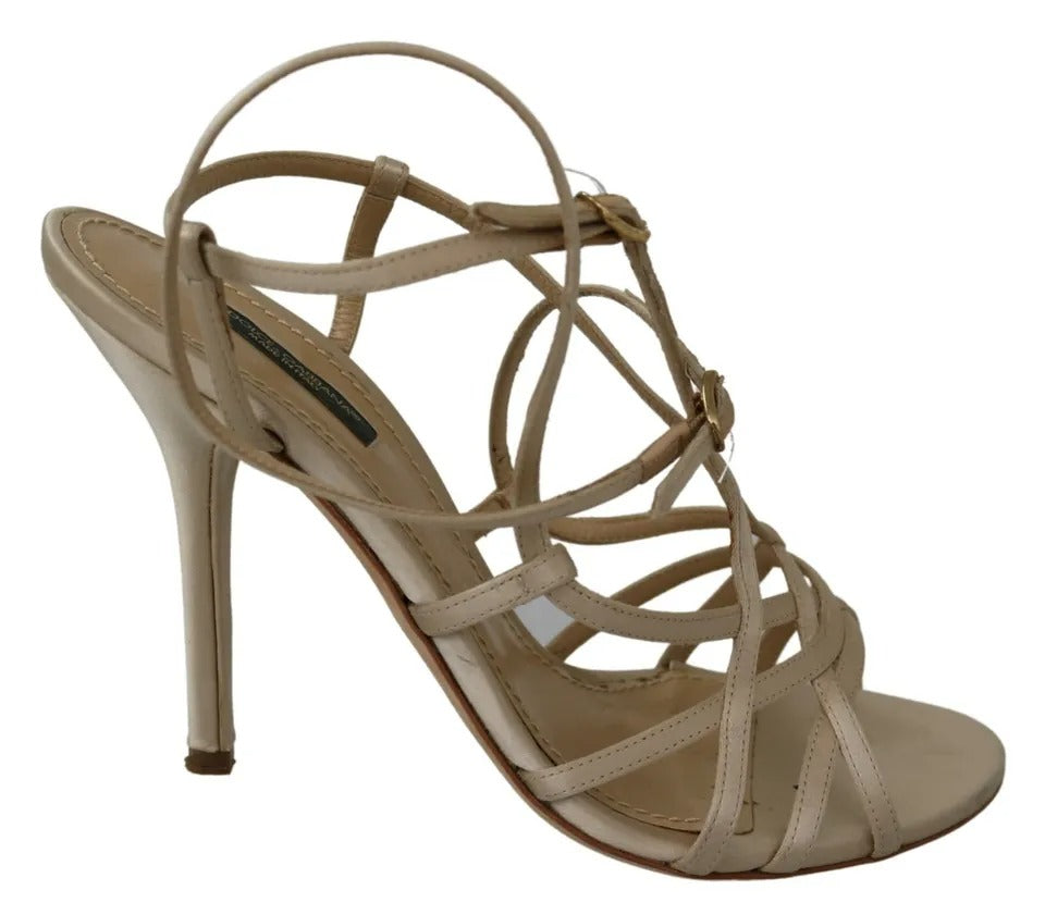 Zapatos de tacón Dolce & Gabbana de seda dorada con tira en el tobillo